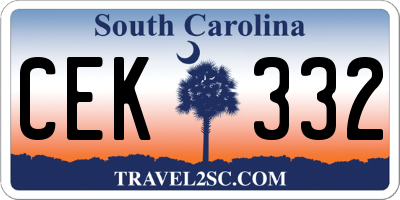 SC license plate CEK332