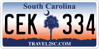 SC license plate CEK334