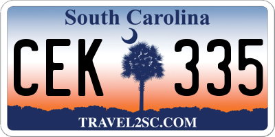 SC license plate CEK335