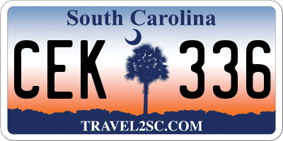 SC license plate CEK336