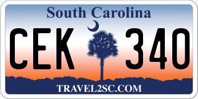 SC license plate CEK340