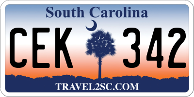 SC license plate CEK342