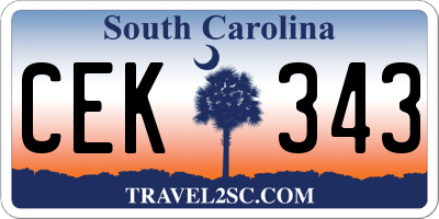 SC license plate CEK343