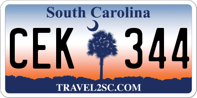 SC license plate CEK344
