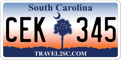 SC license plate CEK345