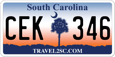 SC license plate CEK346