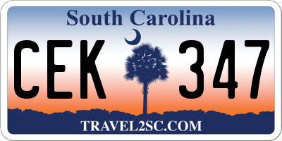 SC license plate CEK347