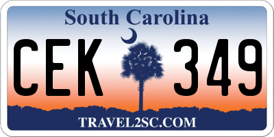 SC license plate CEK349
