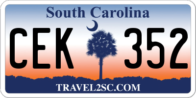 SC license plate CEK352