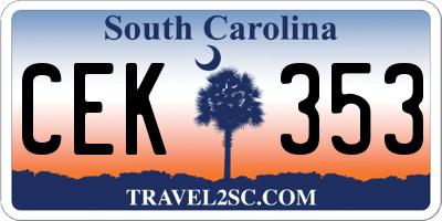 SC license plate CEK353