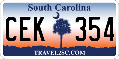 SC license plate CEK354