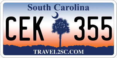 SC license plate CEK355