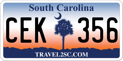 SC license plate CEK356
