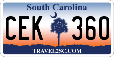 SC license plate CEK360