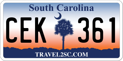 SC license plate CEK361