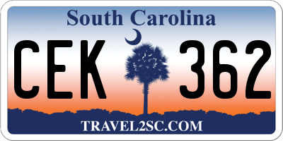 SC license plate CEK362