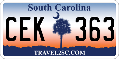 SC license plate CEK363