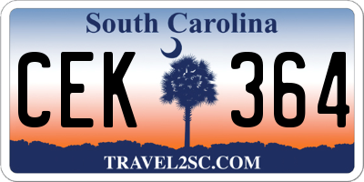 SC license plate CEK364