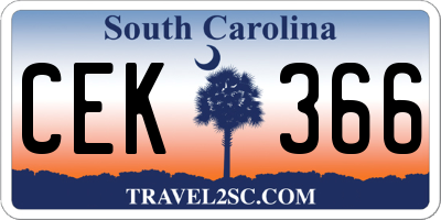 SC license plate CEK366