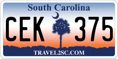 SC license plate CEK375