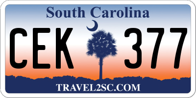 SC license plate CEK377