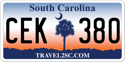 SC license plate CEK380