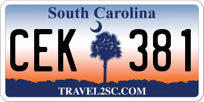 SC license plate CEK381