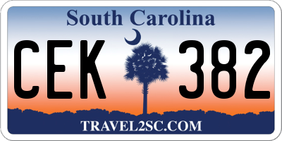 SC license plate CEK382