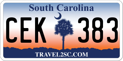 SC license plate CEK383