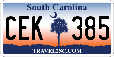 SC license plate CEK385