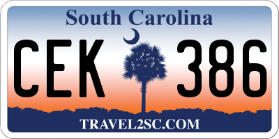 SC license plate CEK386