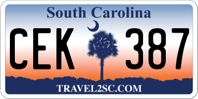SC license plate CEK387
