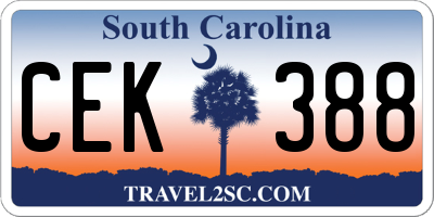 SC license plate CEK388