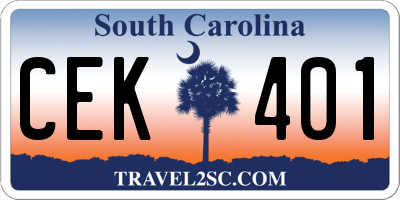 SC license plate CEK401