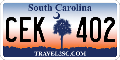 SC license plate CEK402