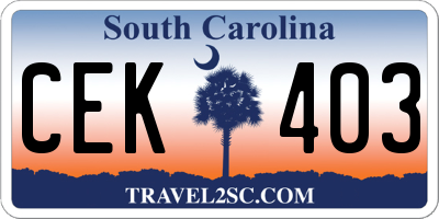 SC license plate CEK403