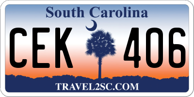 SC license plate CEK406