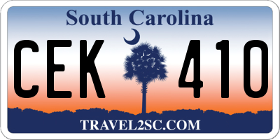 SC license plate CEK410
