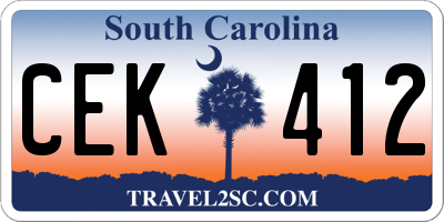 SC license plate CEK412