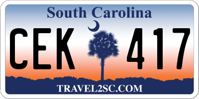 SC license plate CEK417