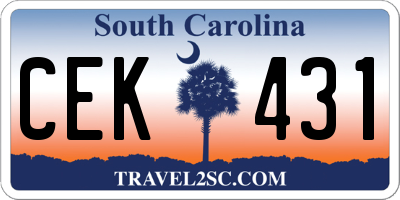 SC license plate CEK431