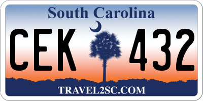 SC license plate CEK432
