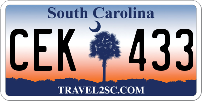 SC license plate CEK433