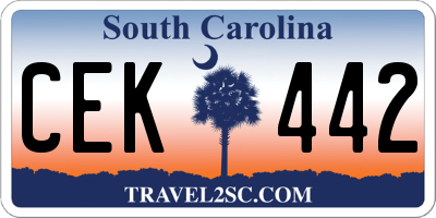 SC license plate CEK442