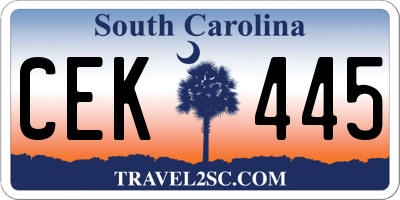 SC license plate CEK445