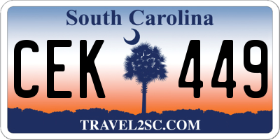 SC license plate CEK449
