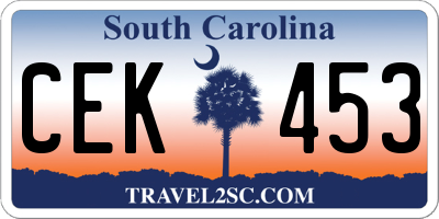 SC license plate CEK453