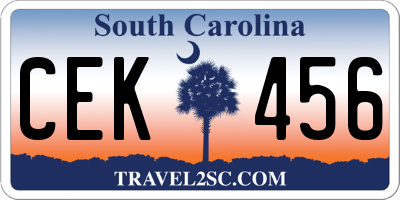 SC license plate CEK456