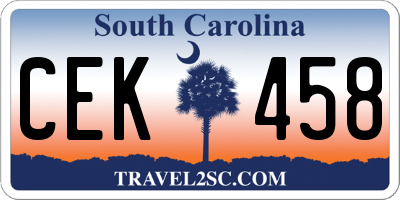 SC license plate CEK458