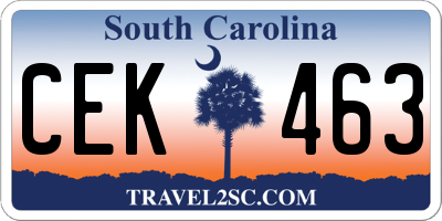 SC license plate CEK463